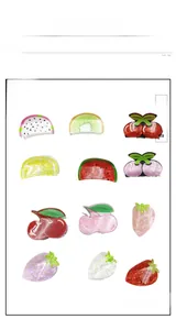 Flat lay of colorful acrylic fruit hair clips including watermelon, strawberry and lemon