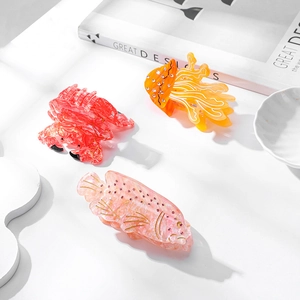 Fashion Ocean Style Acetate Hair Claw Clip For Women High Quality Rhinestone Jellyfish Crab Fish Shape Shark Clip Hairpin