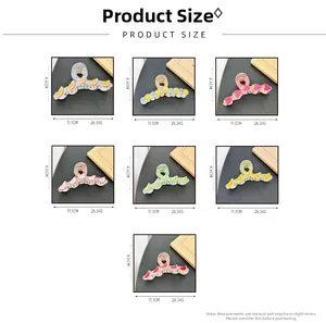 Detailed size chart showing 11.1cm length and 4.6cm height for large fruit hair claws