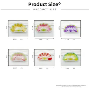 Tableau des tailles pour pinces à cheveux fruits avec dimensions et poids spécifiques
