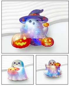 Détails des pinces à cheveux Halloween en acrylique avec fantôme galaxie et citrouille