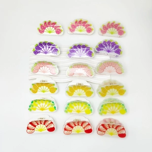 Pinces à Cheveux en Acrylique Fruits Mignons pour Femmes Dessin Animé Ananas Fraise Pomme Imprimé Accessoires de Cheveux d'Été