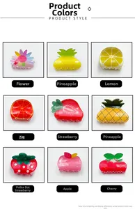 Détails des pinces à cheveux en forme de fruits avec motifs ananas fraise et cerise