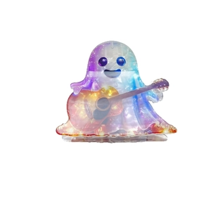 Pince à cheveux fantôme d'Halloween avec dégradé pailleté et design de guitare