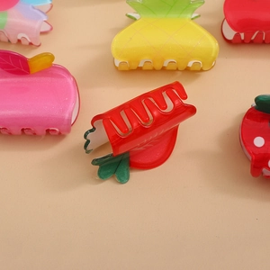 Barrettes à cheveux mignonnes en acrylique avec motifs ananas et fraise pour filles