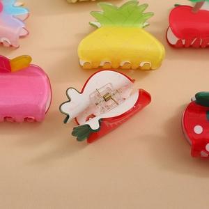 Pinces à cheveux mignonnes en acrylique pailleté avec motifs ananas, fraise et pomme
