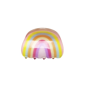 Pince à cheveux arc-en-ciel en acrylique pailleté avec rayures colorées pour filles