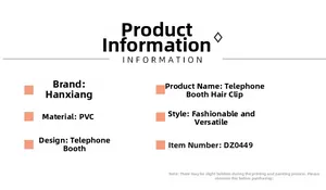 Specifications of the red telephone booth hair claw clip made of durable PVC material