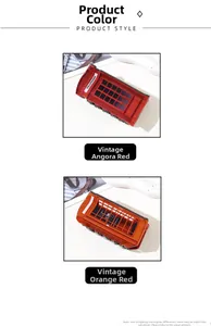 Detailed macro view of vintage telephone booth hair clips in retro red and orange red colors