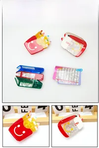 Detailed macro view of creative stationery hair clips with acetate stone texture patterns
