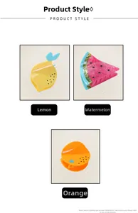 Detailed grid view of acetate fruit hair claws featuring lemon, watermelon, and orange styles