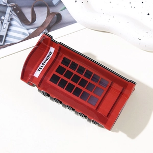 Creative red vintage British telephone booth hair claw clip for elegant hairstyles