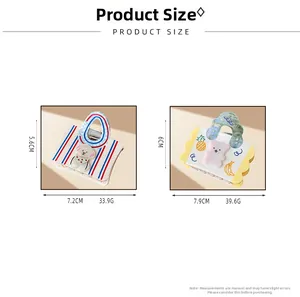 Detailed size chart for bear hair claw clips featuring height and width measurements