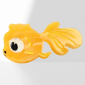 Cute yellow goldfish acetate hair claw clip with marble texture for sweet women hairstyles