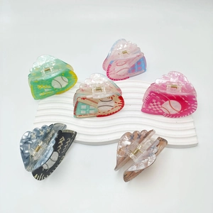 Acrylic hair claw clips in baseball glove design with sporty patterns, 6 colors pack