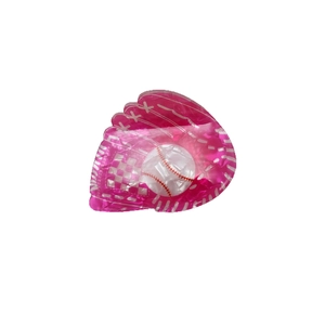 Pink marble acetate baseball glove hair claw clip with creative sports design for women