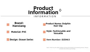 Detailed specifications of the dolphin hair claw clip made from premium PVC material
