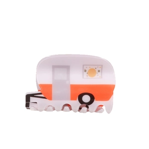 Creative RV camper van hair claw clip in orange and white for outdoor camping style