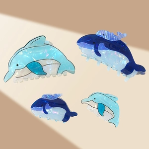 Cartoon Whale Dolphin Hair Claw Clips Cute Animal PVC Hairpin For Women Summer Seaside Vacation Daily Hair Accessories