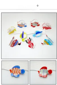 Detail of colorful acrylic hair claws featuring clownfish and seahorse ocean patterns