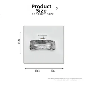 Detailed size chart for large 13cm marble patterned acrylic hair claw clip accessory