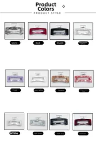 Detailed grid showing twelve colors of hollow rectangle acrylic hair claw clips