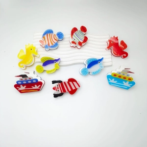 Cute Acrylic Marine Animal Tropical Fish Seahorse Ship Hair Claw Clip For Women Kids Glitter Printed Shark Hairpin Accessory