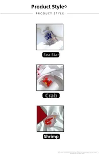 Creative ocean themed hair clips in transparent bags featuring starfish and crab designs