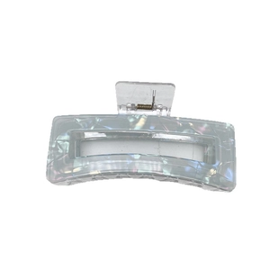 Iridescent rectangular acetate hair claw clip with colorful mother of pearl texture