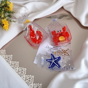 Creative Transparent Acetate Marine Life Hair Claw Clip Cute Plastic Bag Design Crab Shrimp Sea Star Funny Hairpin For Women