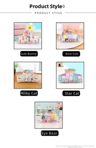 Detailed view of five large cartoon animal hair claws in rabbit and cat styles