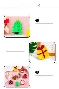 Detailed macro view of acrylic Christmas hair clips featuring cute festive cartoon designs