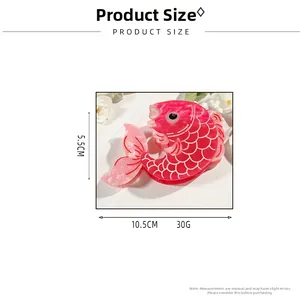 Pinza per capelli a forma di carpa koi rosa in acetato: lunghezza 10,5 cm e altezza 5,5