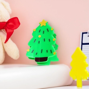 Cute green acrylic Christmas tree hair claw clip with colorful festive ornaments