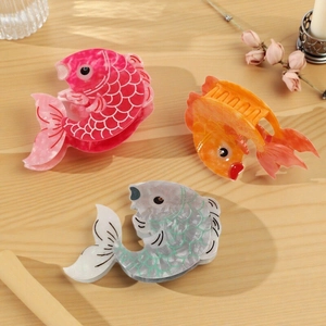 Pinza per Capelli in Acetato a Forma di Pesce Koi Design Animale Fermaglio Retro Fatto a Mano per Donna Accessori Moda Quotidiana