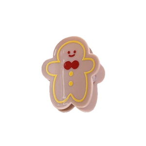 Cute Christmas gingerbread man acrylic hair claw clip accessory with festive holiday design