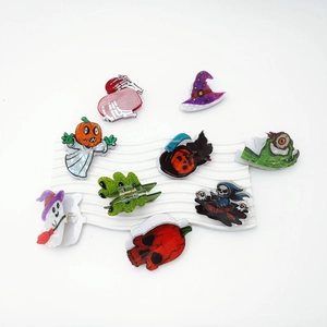 Halloween claw clips set with pumpkin ghost and skull designs for party hair styling