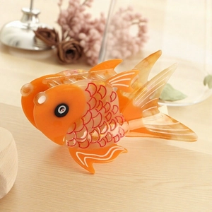 Elegant orange goldfish hair claw clip made of acetic acid for summer hair styling