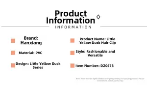 Spécifications détaillées du produit pour la pince à cheveux canard en PVC modèle DZ0473