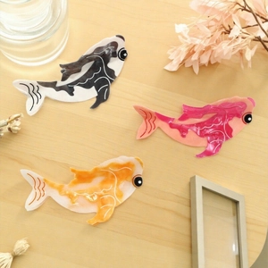 Pince à Cheveux en Acétate en Forme de Poisson Koï Texture Marbrée Pince Requin Antidérapante Grand Accessoire de Coiffure pour Femmes