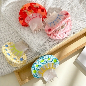 Cute mushroom hair claws in colorful acetate patterns for women floral hair clips