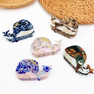 Walfisch Form Marmor Muster Haarklammer PVC Haifisch Clip Elegante Delfin Design Haarschmuck Für Damen Dickes Haar