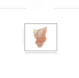 Detail view of pink marble seashell hair claw clip with 10cm height and 5.8cm width specs