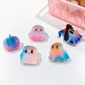 Halloween Ghost Pumpkin Hair Claw Clip Iridescent Gradient Glitter PVC Hair Accessory For Women Girls Party Hair Clip