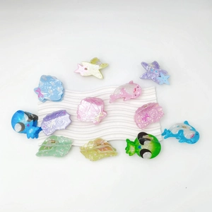 Pinze per Capelli in Acrilico Stile Oceano Delfino Stella Marina Conchiglia Mollette con Motivo Animale Marino per Donna Accessori Quotidiani