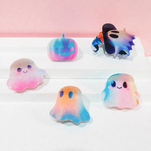 Cute Halloween ghost and pumpkin hair claw clips with gradient glitter resin finish