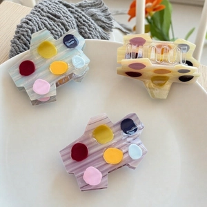 Lot de 3 pinces à cheveux irrégulières en acétate avec pois colorés artistiques pour femme