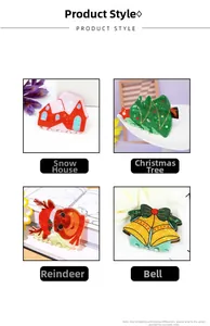 Detailansicht von vier festlichen Weihnachts-Haarklammern mit Rentier- und Baumdesigns