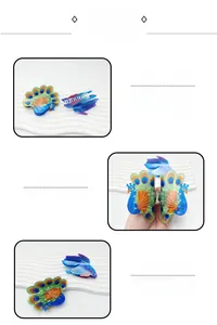 Detail showing high-quality peacock shaped hair claw clip with colorful gradient acrylic finish
