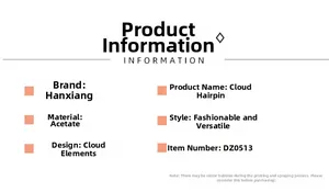 Detail specifications for acetate cloud hair claw clip with material and design features